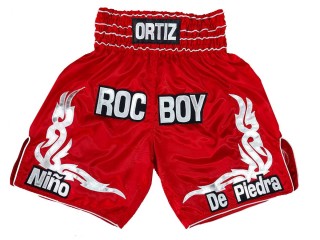 Pantalones boxeo personalizados : KNBXCUST-2041-Rojo 